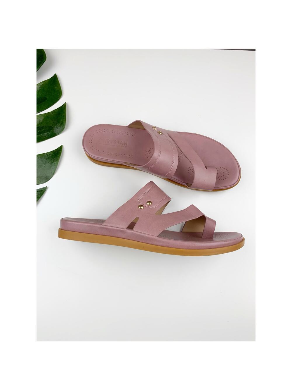Parisian Comfy Mara Sandals Purple Pink Faux Leather Slip On Toe Loop Women's 12